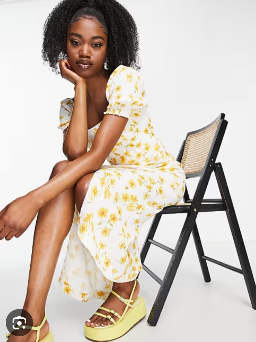 FOREVER NEW I NWT US 8 Puff Sleeve Square Neck Midi Dress I buttercup floral